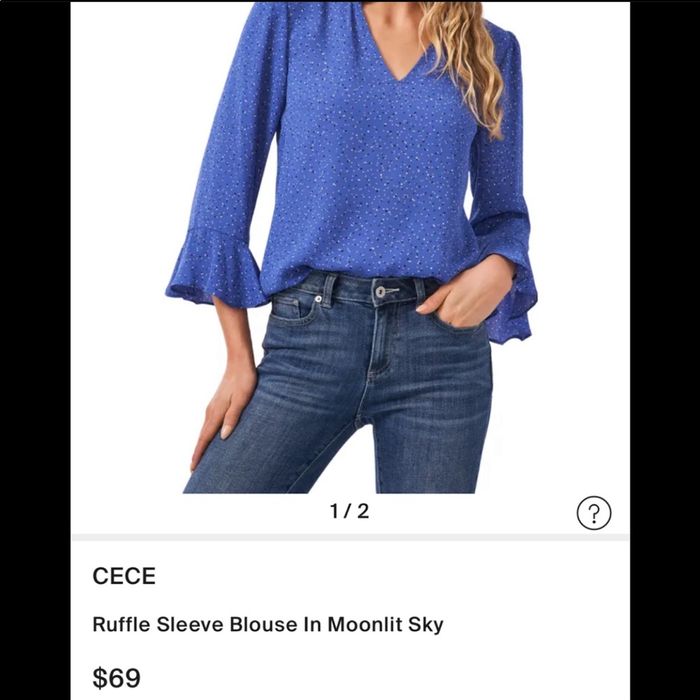 NWT CeCe ruffle sleeve blouse in moonlit sky size xs